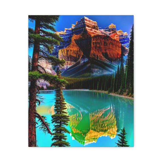Mountain Lake Matte Canvas Art Print Modern Home Decor