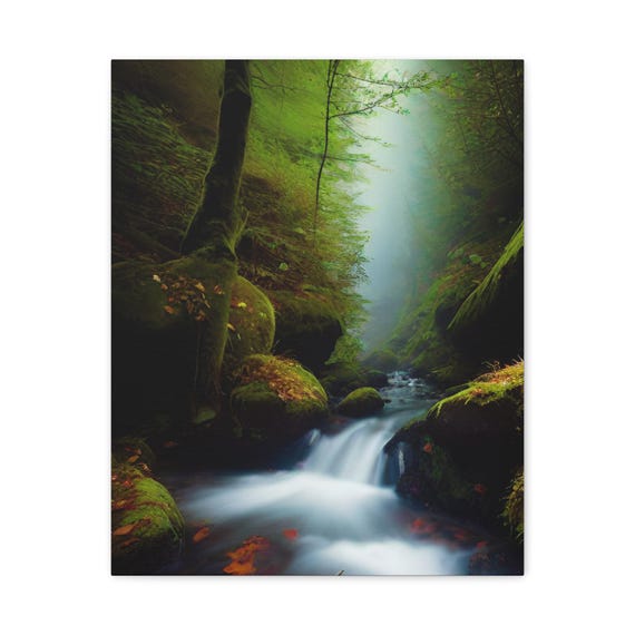 Forest Stream Matte Canvas Art Print Modern Home Decor