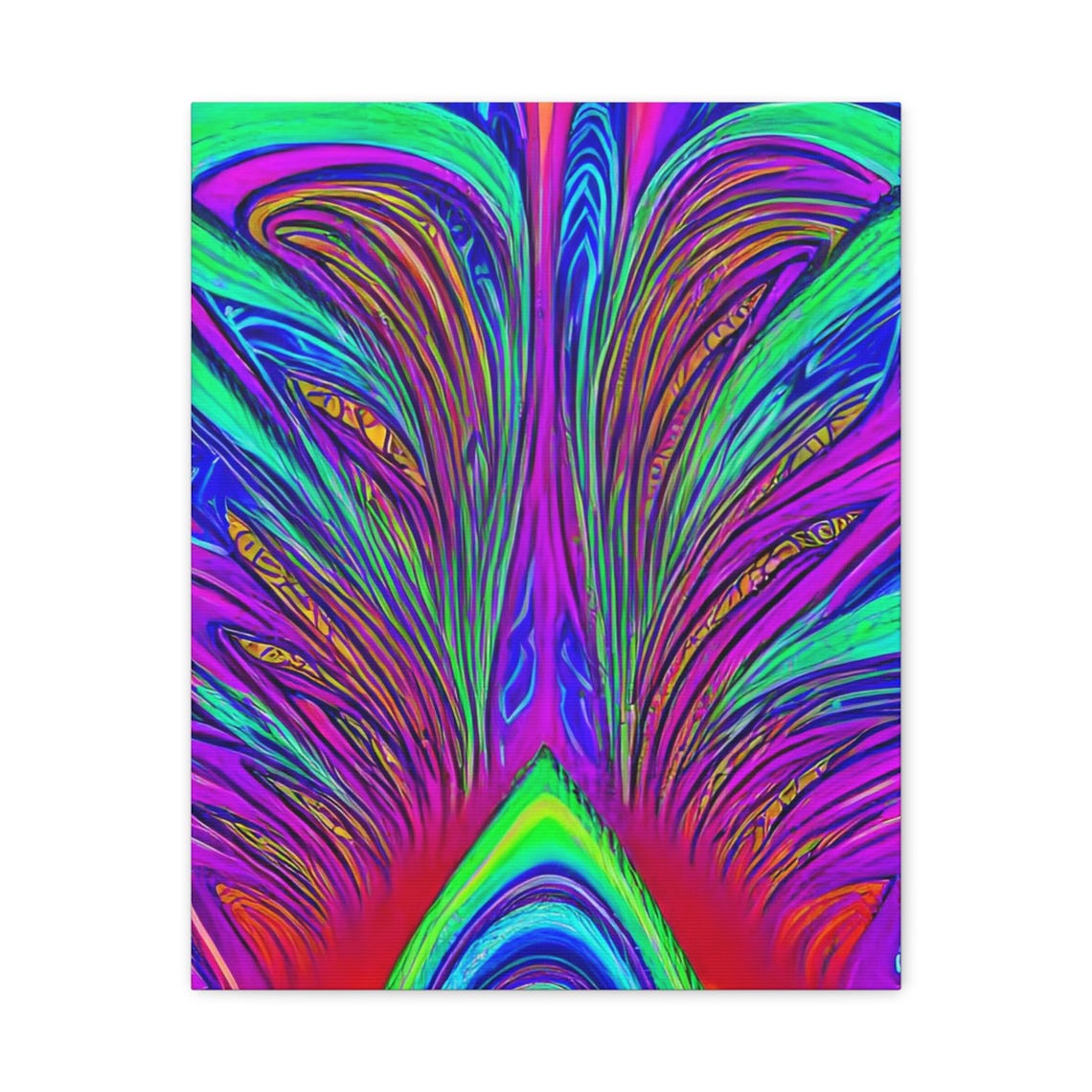 Neon Psychedelic Feather Wings Symmetrical Trippy Colorful Art Poster