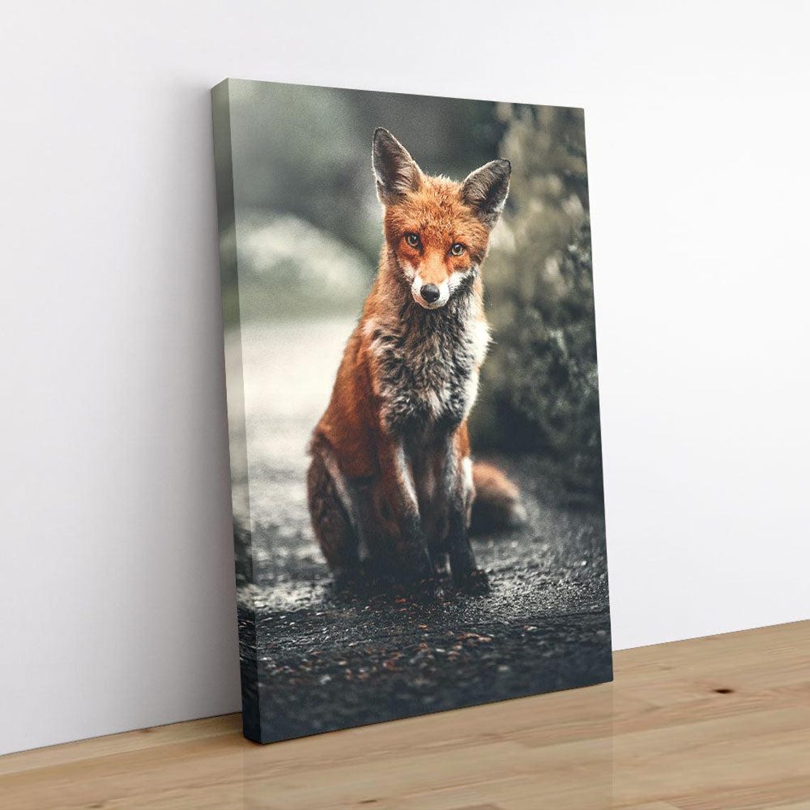 Stunning Red Fox Portrait Wildlife Poster Moody Forest Photography Art