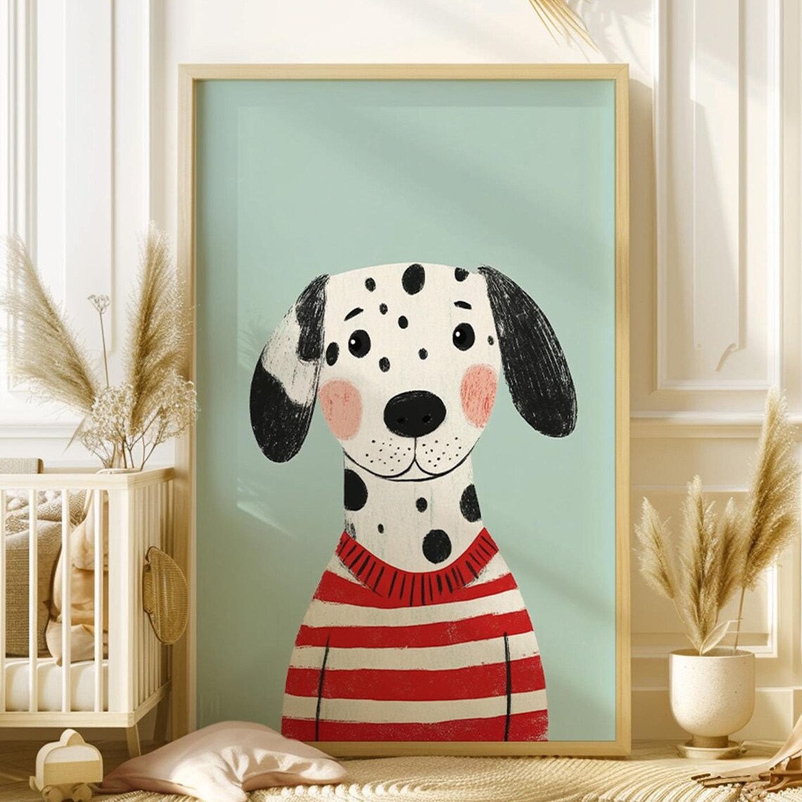 Cute Dalmatian Portrait Art Print, Nursery Decor