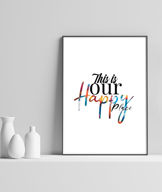 This Is Our Happy Place Quote Print Minimalist Abstract Wall Art Inspirational Home Decor Poster Unframed Gift For Living Room