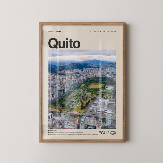 Quito Ecuador Andean Capital Aerial City Skyline Travel Poster
