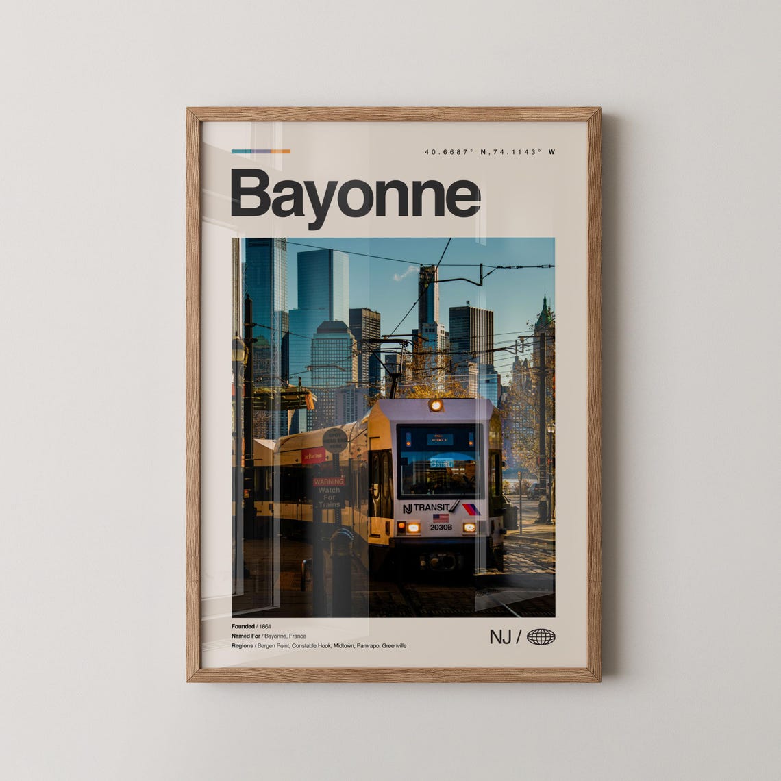 Bayonne New Jersey Photo Print Light Rail NYC Skyline City Decor