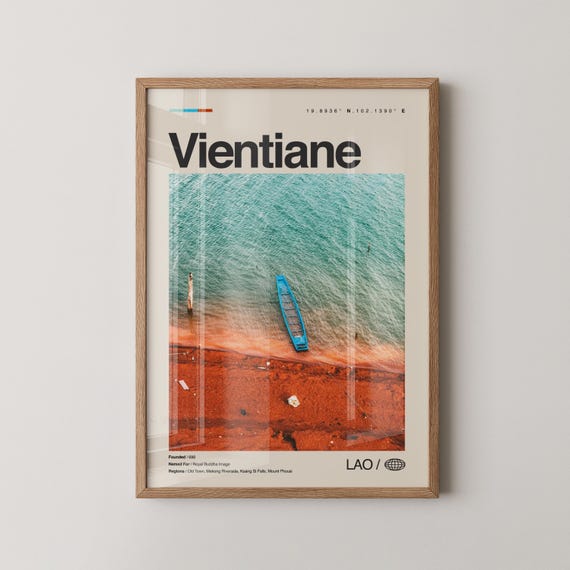 Vientiane Print Laos Wall Art Poster Photo Pha That Luang Patuxai Buddha Park Wat Si Saket