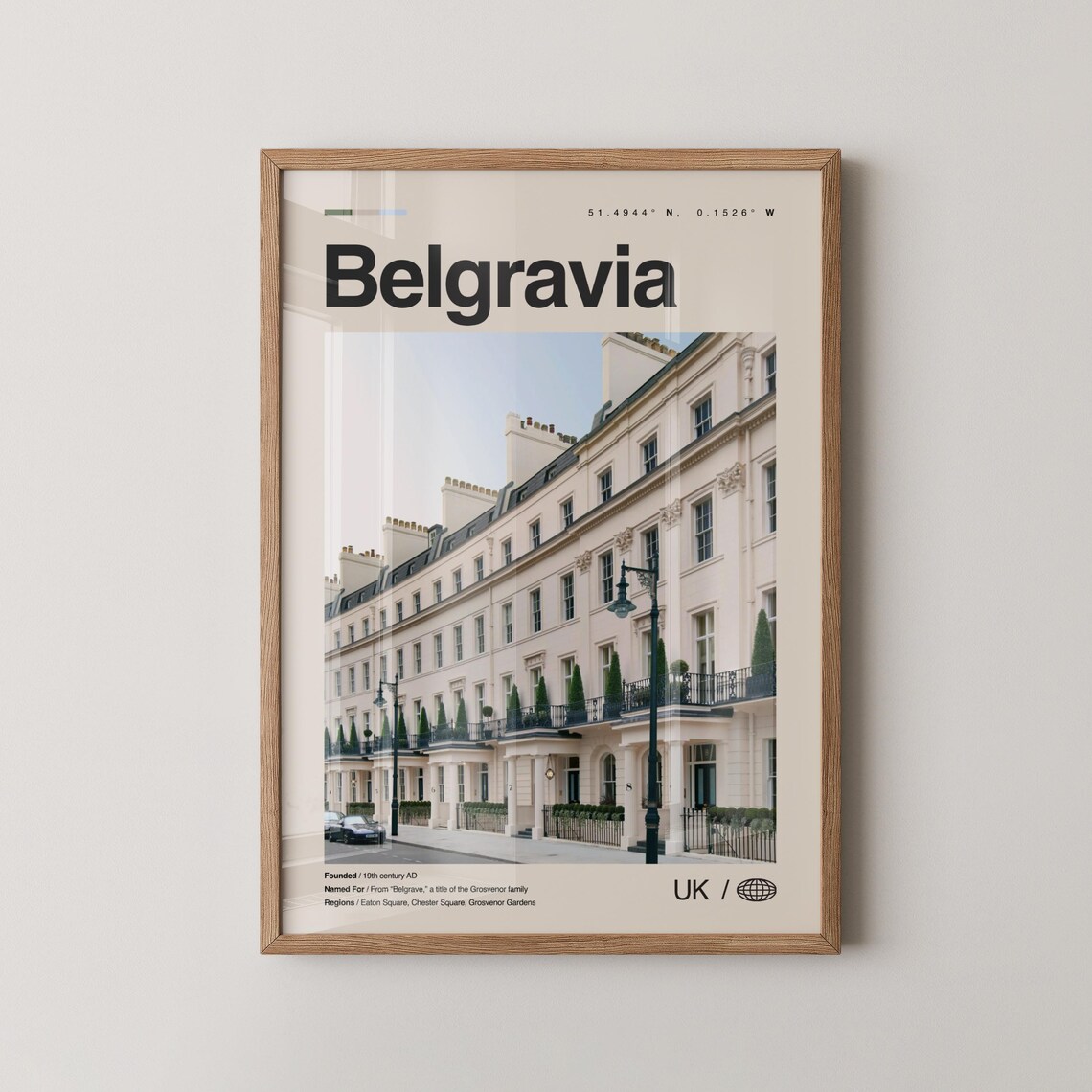 Belgravia London White Terrace Houses Minimalist UK Travel Poster