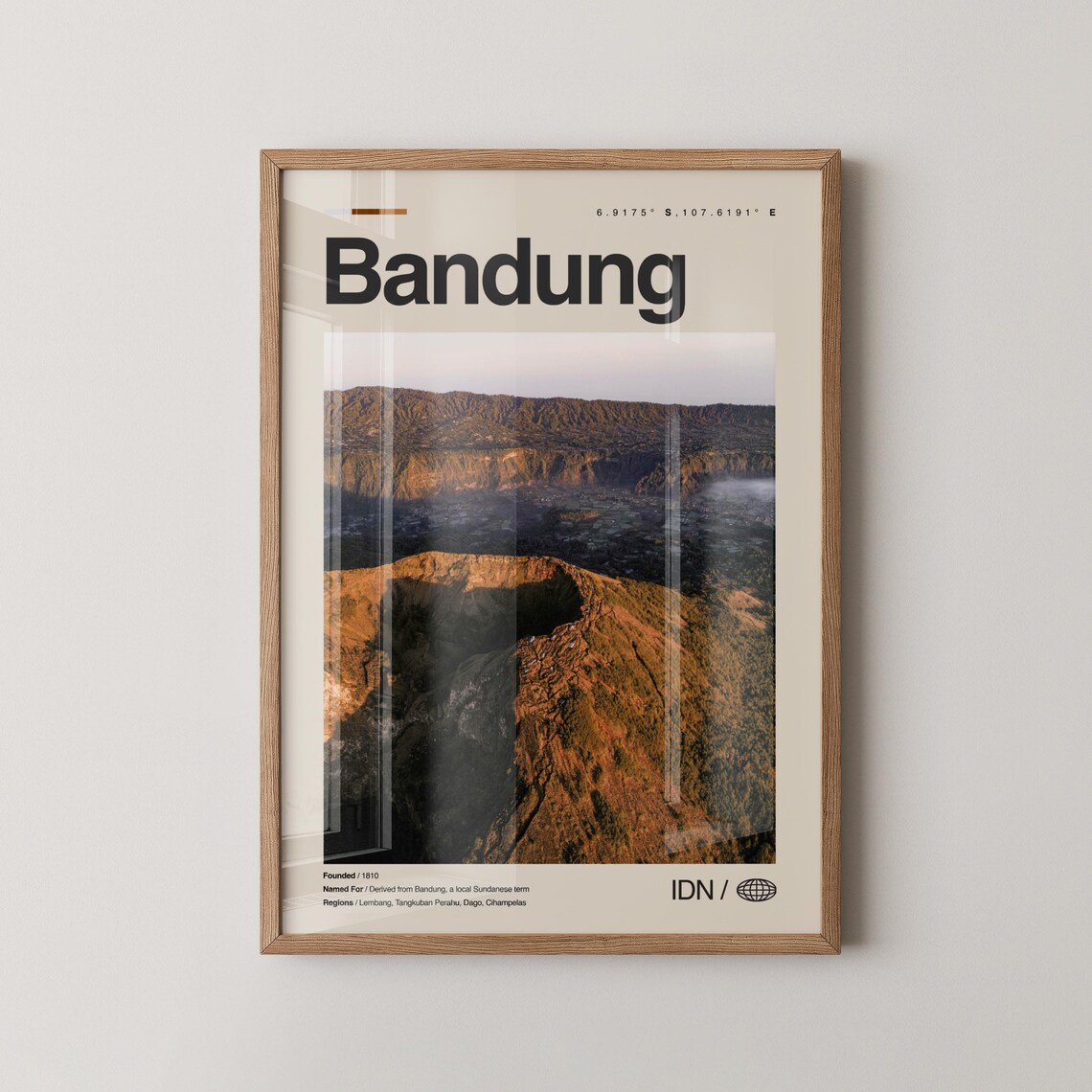 Bandung Indonesia Volcanic Crater Sunrise Photo Travel Poster