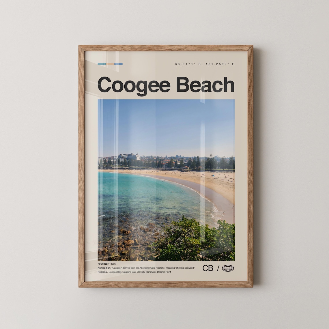 Coogee Beach Travel Poster, Ocean Beach Decor