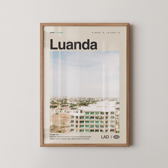 Luanda Angola Minimalist City Photo Poster under a Soft Pale Sky