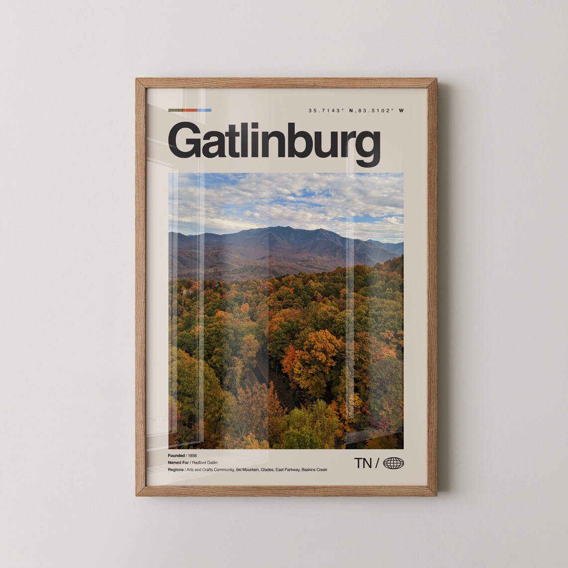 Gatlinburg Tennessee Smoky Mountain Fall Foliage Travel Poster