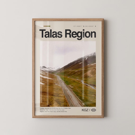 Talas Region Kyrgyzstan Mountain Valley Road Framed Travel Poster
