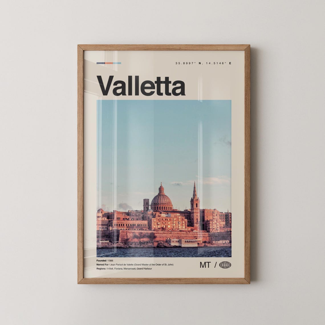 Valletta Malta Historic Harbour Baroque City Travel Souvenir Poster