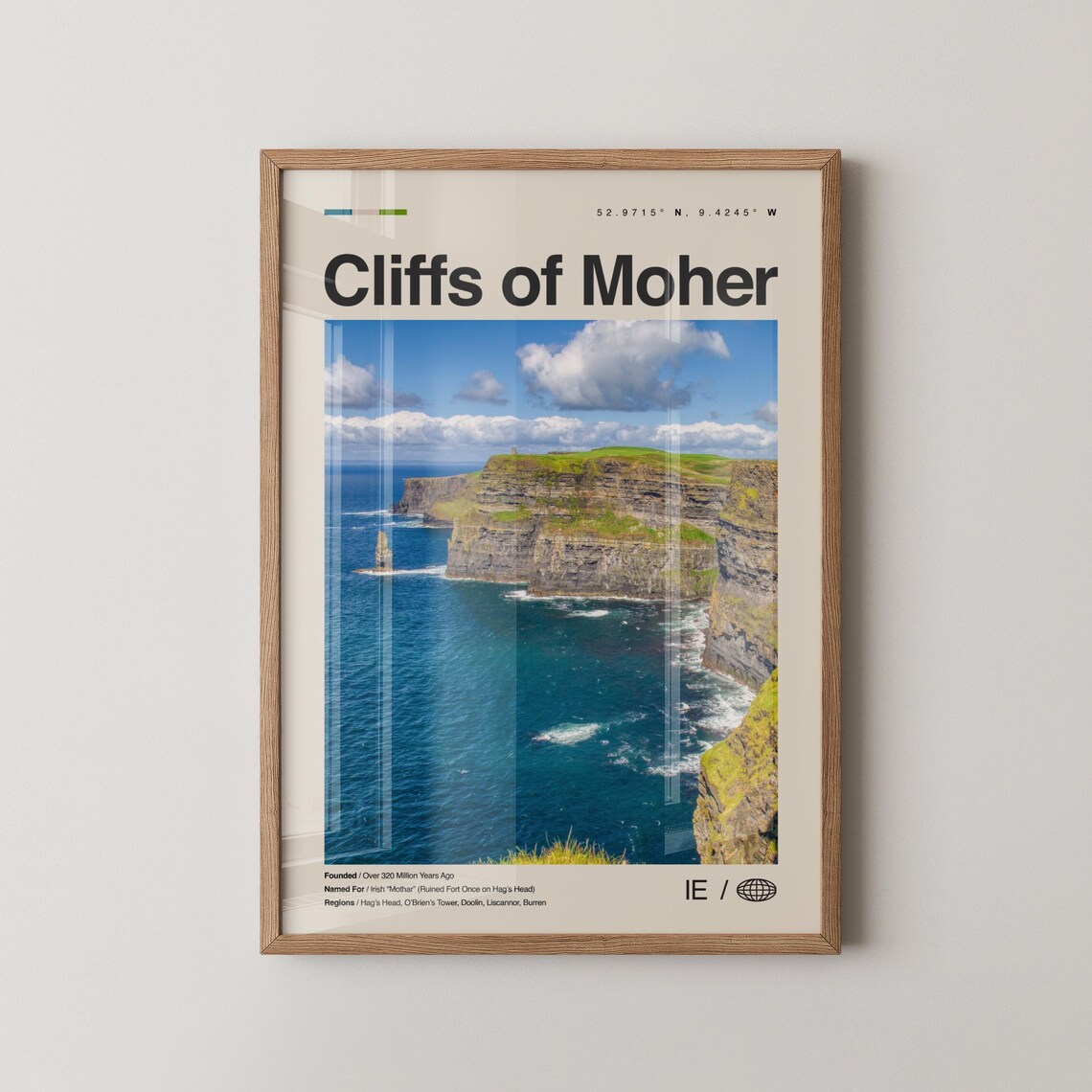 Cliffs Of Moher Ireland Sea Cliffs Blue Ocean Photo Travel Poster