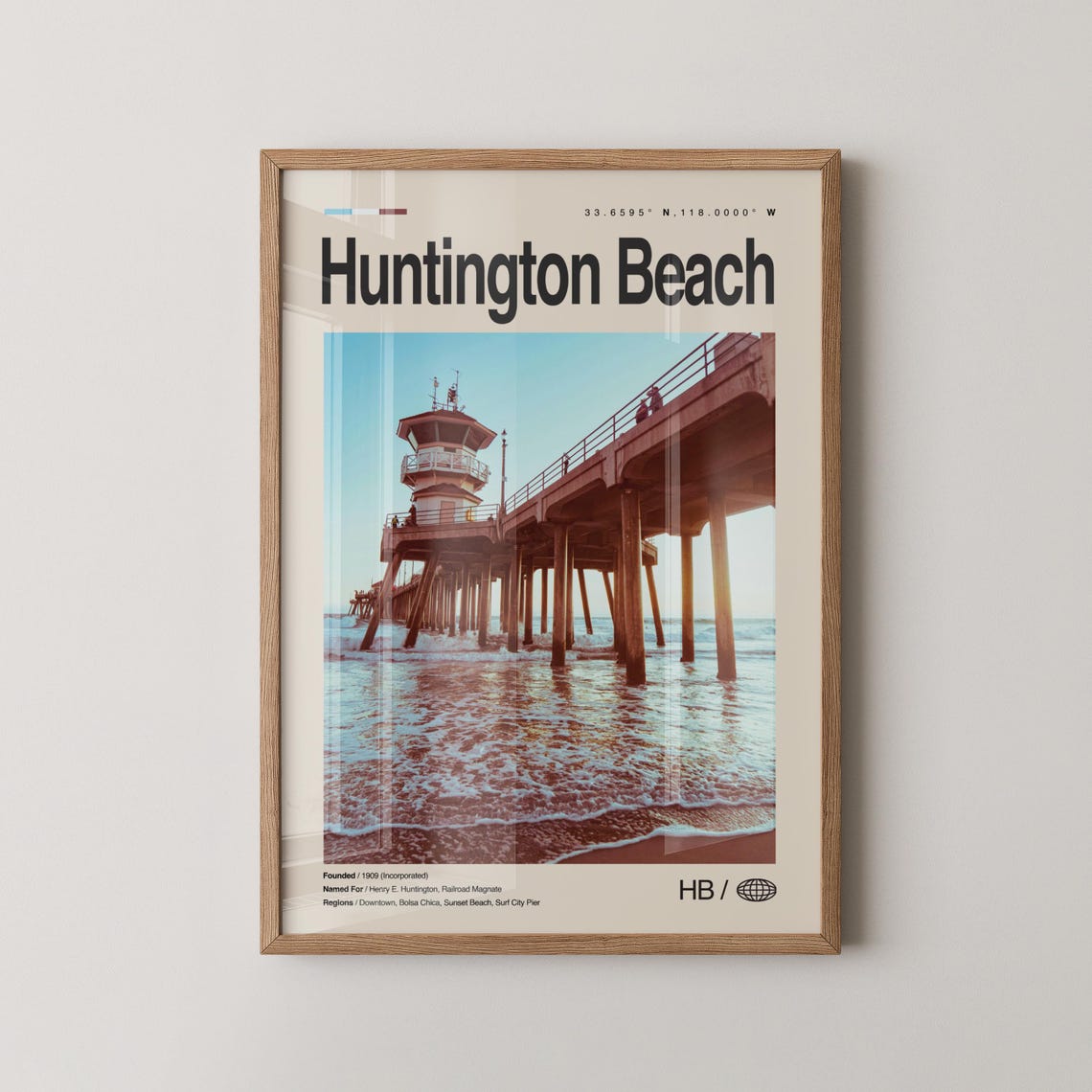 Huntington Beach Pier Poster Lifeguard Tower Sunset Photo Decor