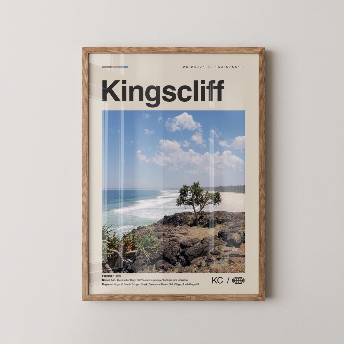 Kingscliff Print Wall Art Poster Photo Dcor Map Australia