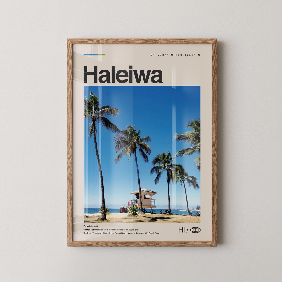 Haleiwa Print, Mid Century Hawaii Travel Poster