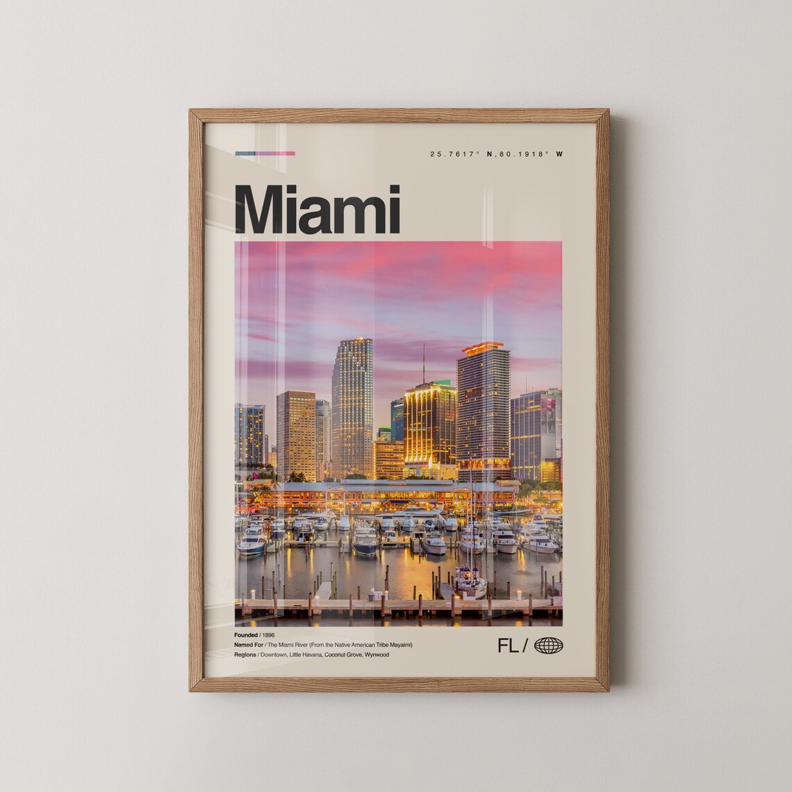 Miami Florida Travel Poster, South Beach and Wynwood Walls