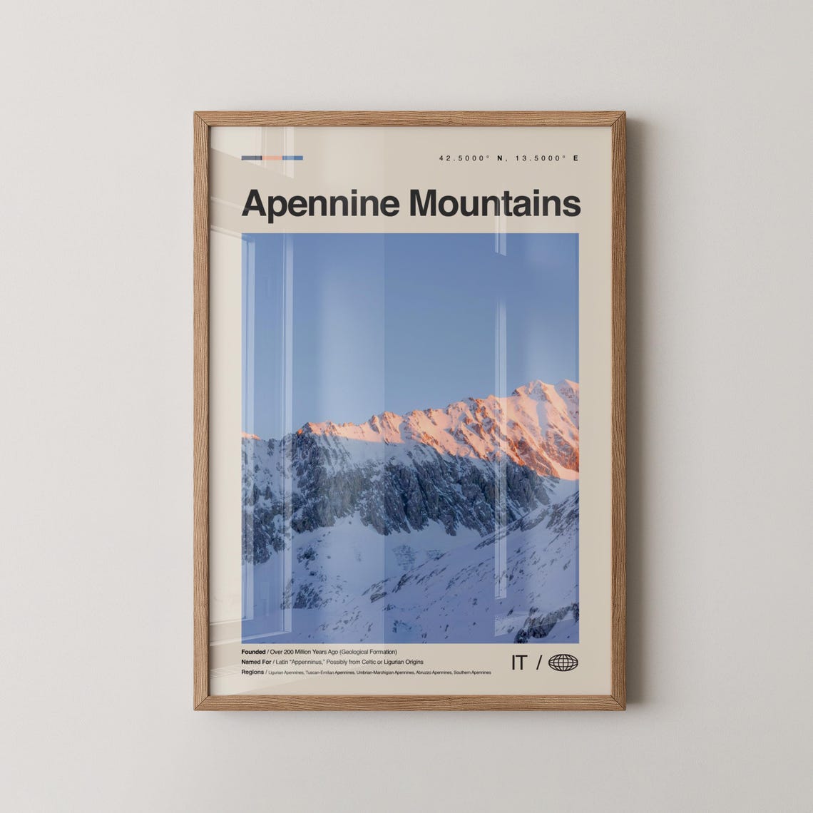 Apennine Mountains Print Wall Art Poster Photo Dcor Map