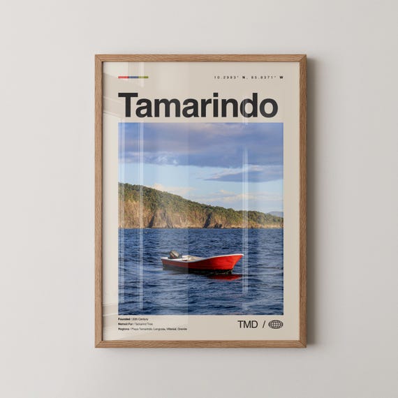 Tamarindo Print Wall Art Poster Photo Dcor Map Costa Rica