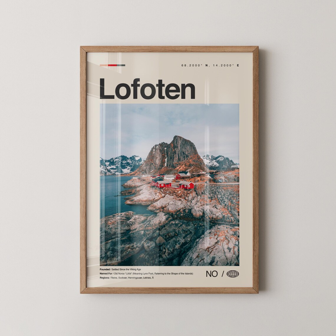 Lofoten Norway Red Cabin Coastal Landscape Minimalist Poster