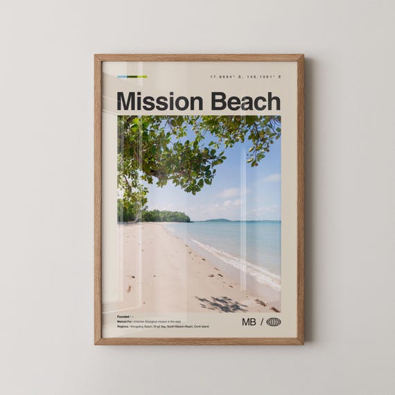 Mission Beach Print Queensland Wall Art Poster Photo Australia