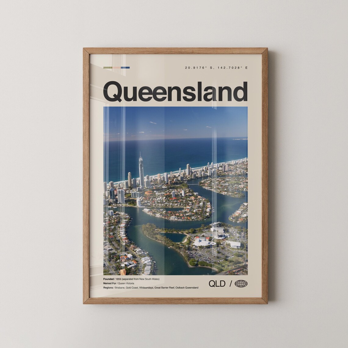 Queensland Gold Coast Aerial Photo Travel Poster Australia Art