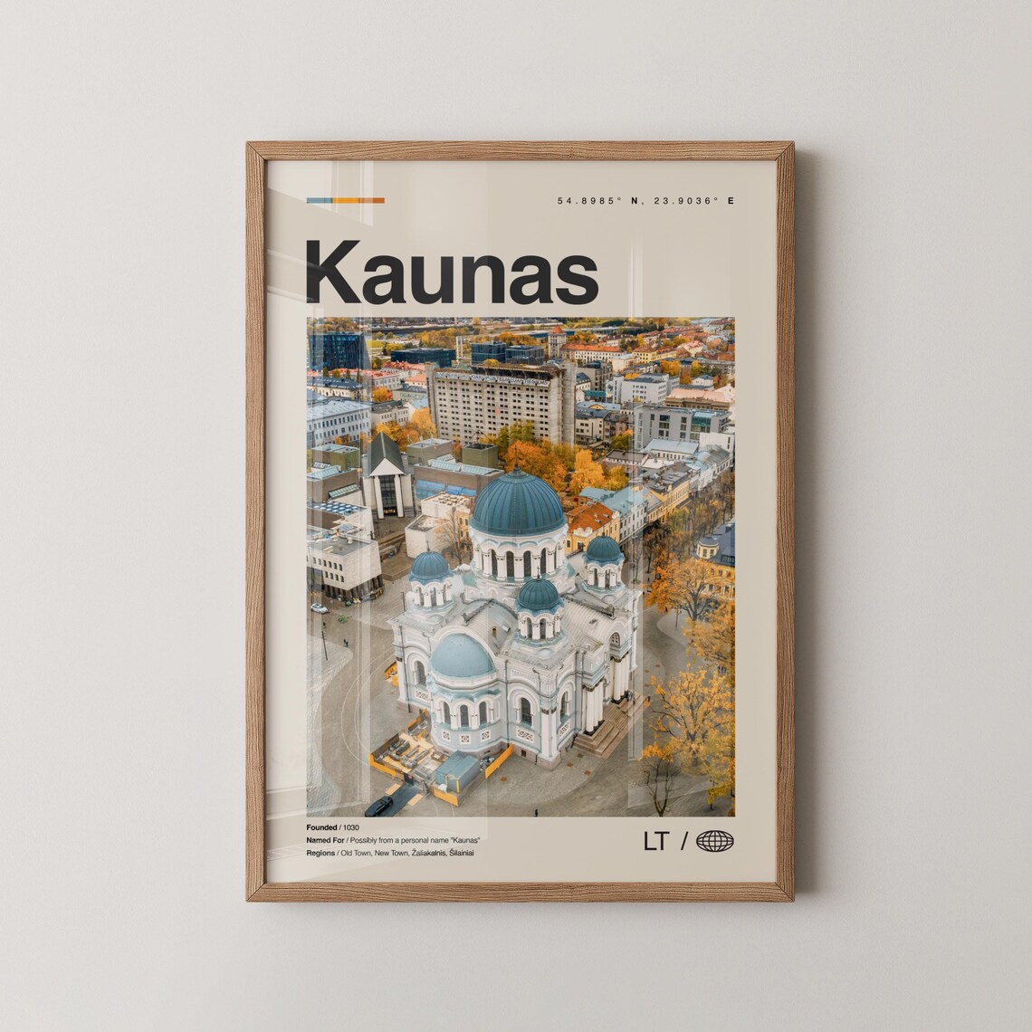 Kaunas Lithuania Cathedral Domes City Photo Travel Poster Gift