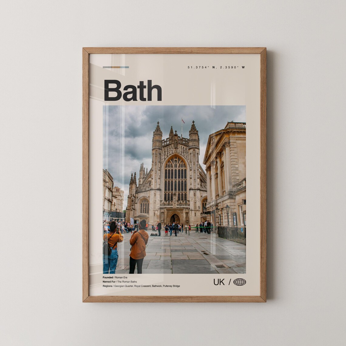 Bath UK Roman Era Historic City Abbey Minimalist Travel Poster