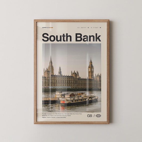 South Bank Print Wall Art Poster Photo Dcor Map London England