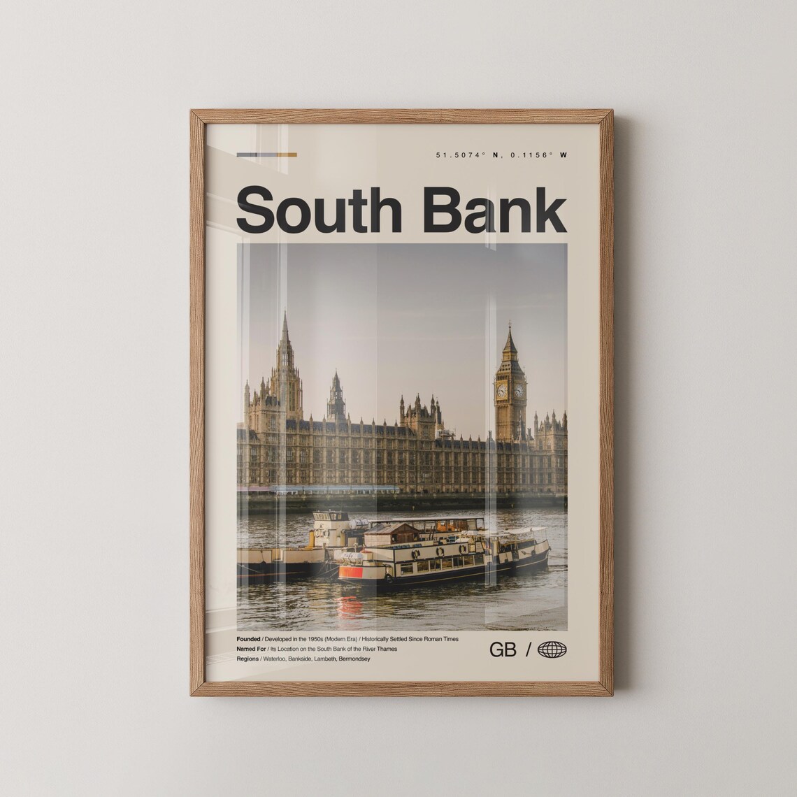 South Bank Print Wall Art Poster Photo Dcor Map London England
