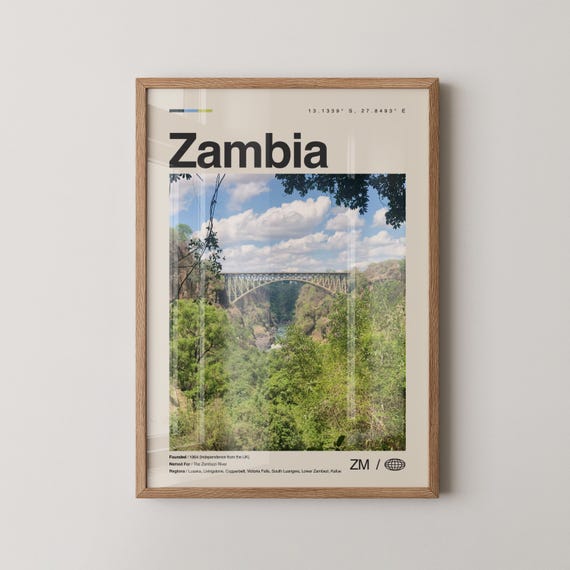 Zambia Print Wall Art Poster Photo Decor Lusaka Africa
