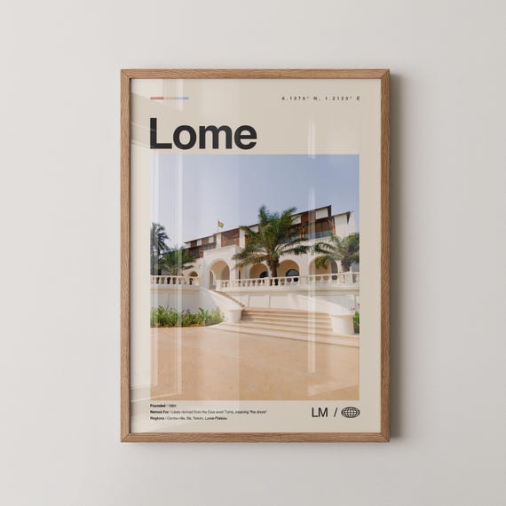 Lome Print Wall Art Poster Photo Dcor Map Togo