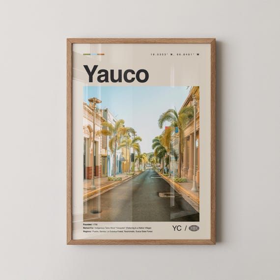 Yauco Print Wall Art Poster Photo Dcor Map Puerto Rico