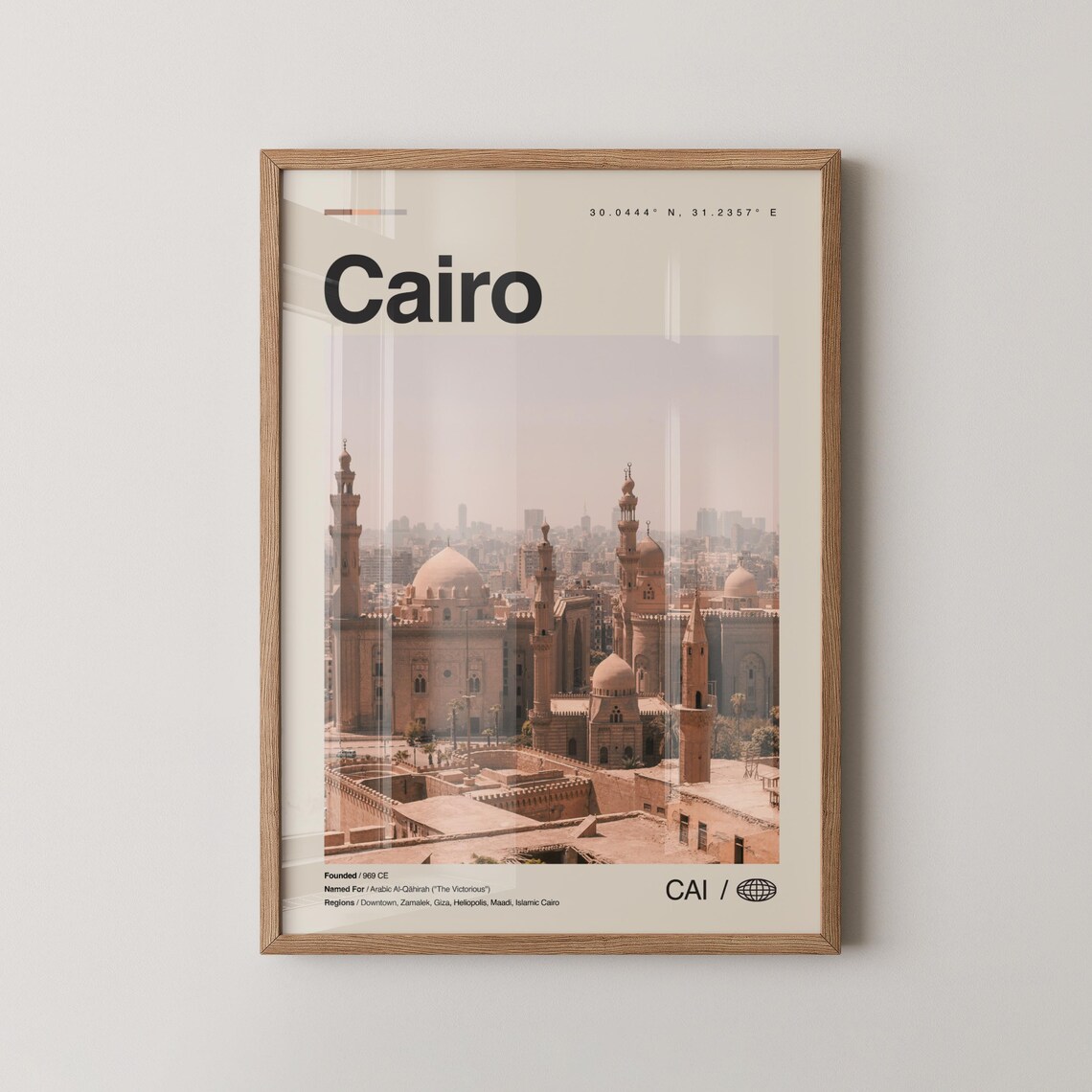 Cairo Egypt Islamic Mosques Skyline Minimalist Travel Photo Poster