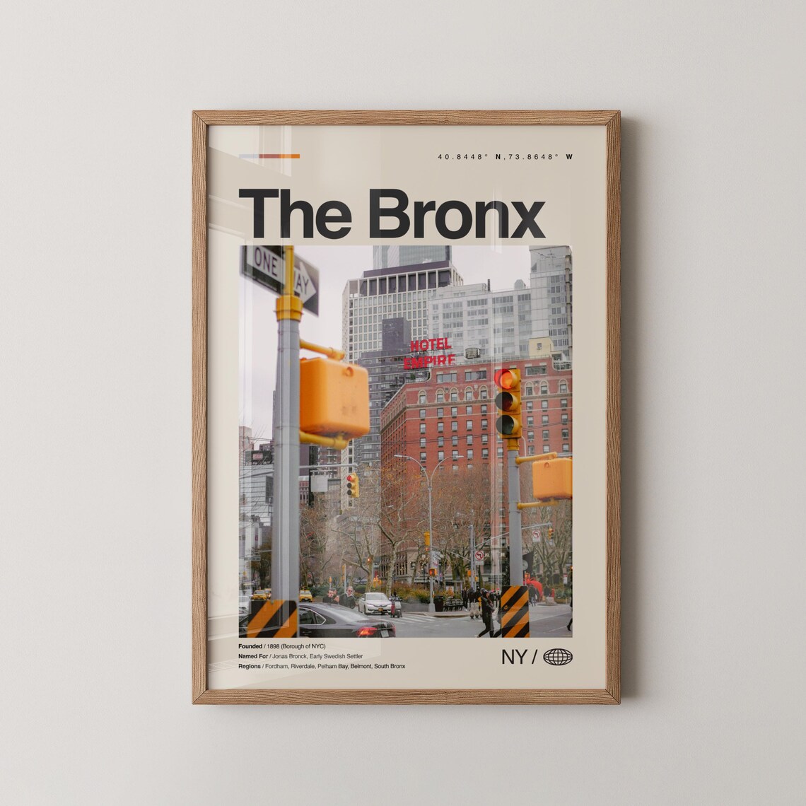 The Bronx New York City Street Scene With Traffic Lights Travel Poster