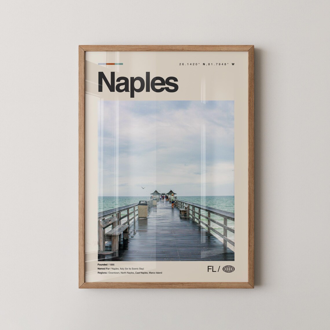 Naples Florida Pier Ocean Walkway Beach Photography Travel Poster