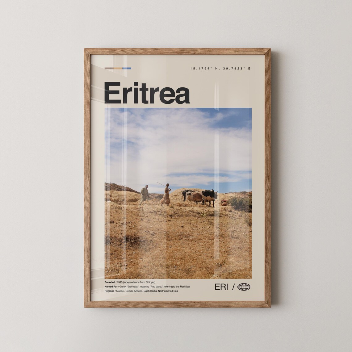 Eritrea Countryside Cattle Scene Minimalist Country Travel Poster