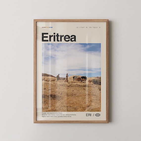 Eritrea Countryside Cattle Scene Minimalist Country Travel Poster