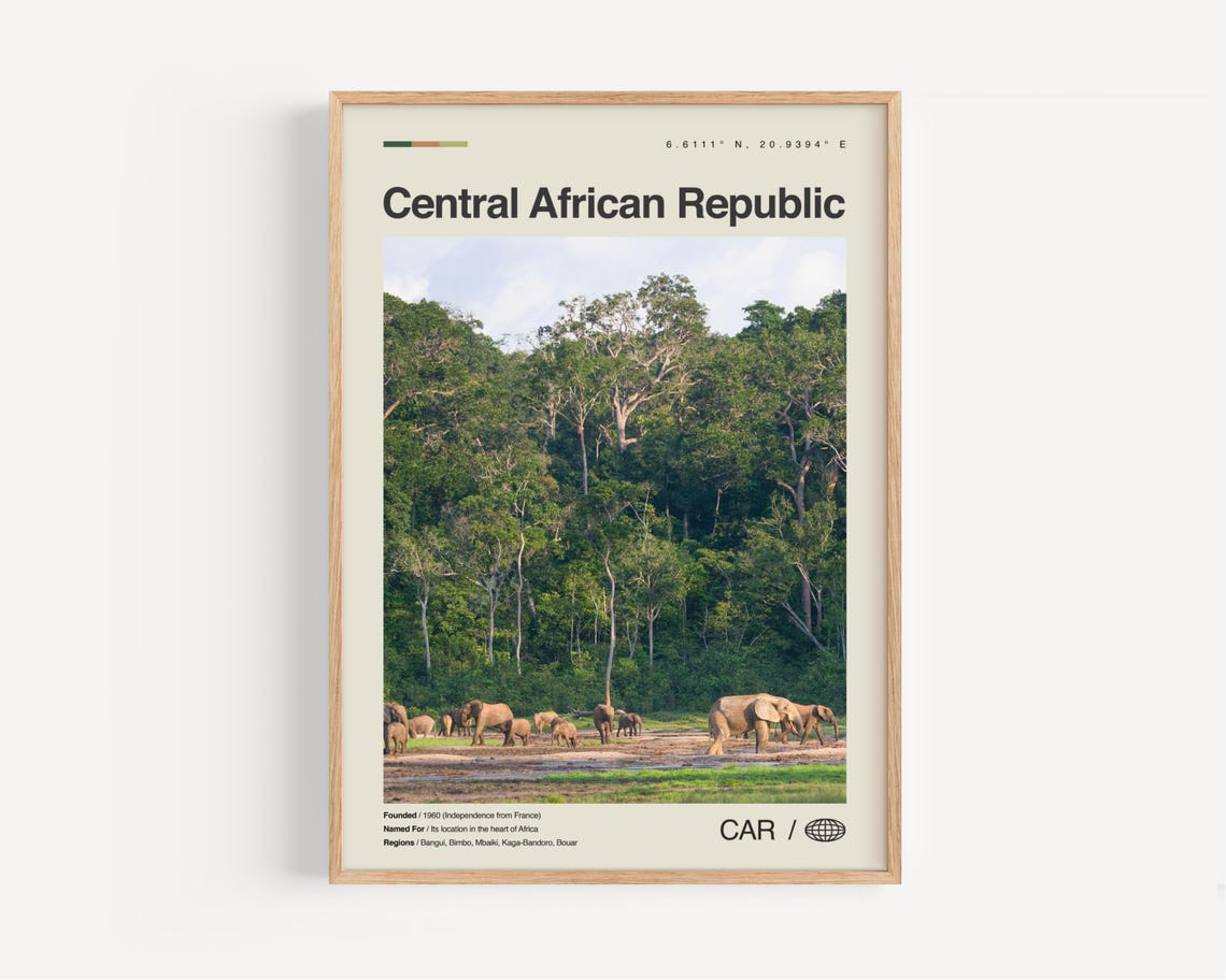 Central African Republic Elephant Herd Wildlife Photo Poster