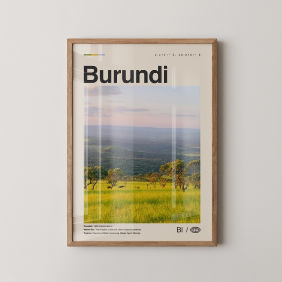 Burundi Africa Golden Savanna Sunset Wilderness Landscape Travel Poster