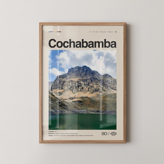 Cochabamba Bolivia Alpine Mountain Lake Minimalist Photo Poster