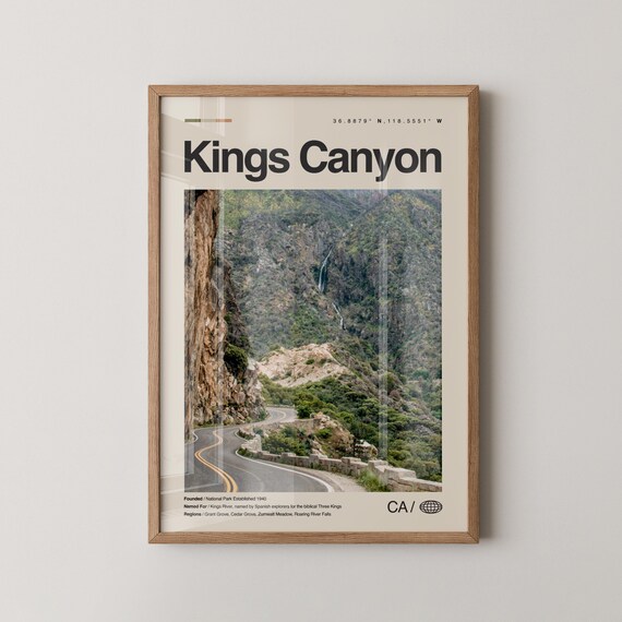 Kings Canyon California Mountain Road Waterfall Photo Travel Poster