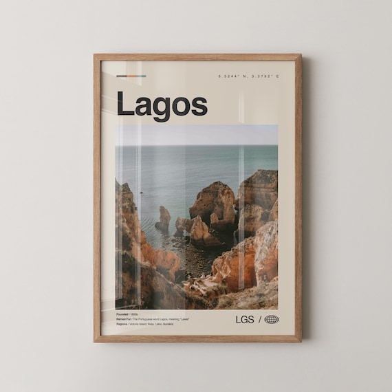Lagos Nigeria Minimalist City Travel Photo Poster Coastal Cliffs