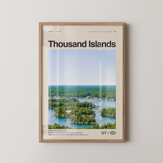 Thousand Islands New York Aerial River Islands Travel Poster