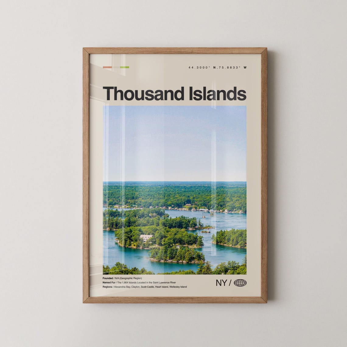Thousand Islands New York Aerial River Islands Travel Poster