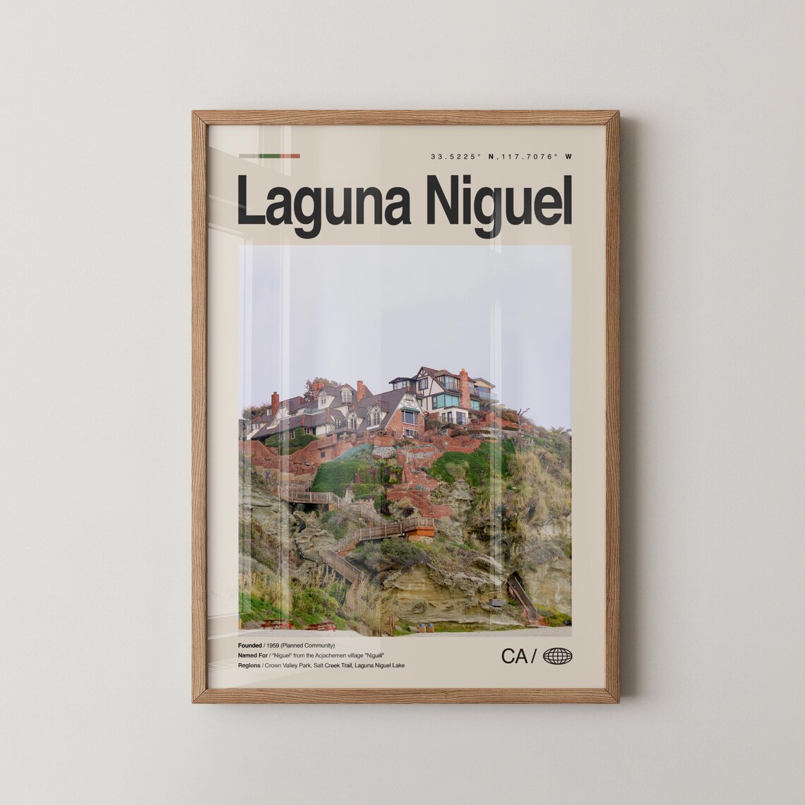 Laguna Niguel California Travel Poster Clifftop Coastal Homes View