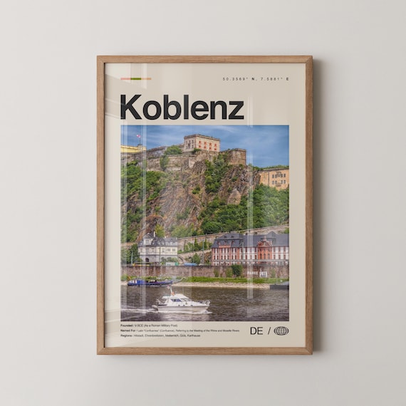 Koblenz Print Wall Art Poster Photo Dcor Map Germany