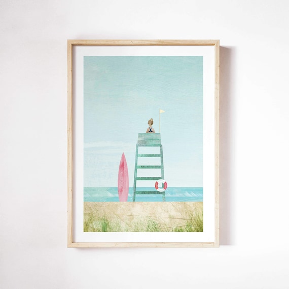 Lifeguard Print by Henry Rivers, Coastal Poster