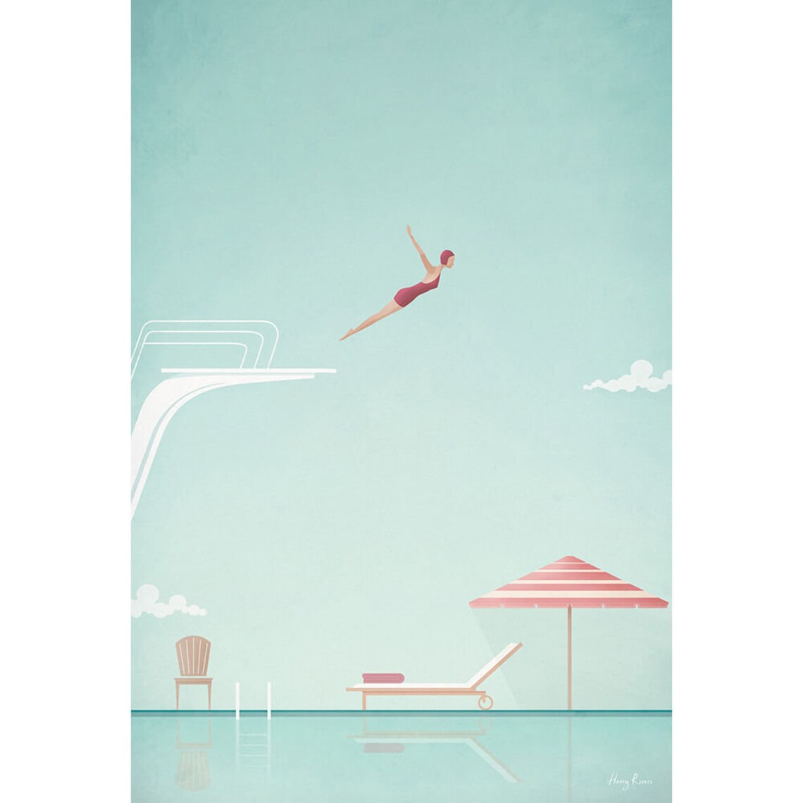 Henry Rivers Swimming Pool II Poster Print - Image 3