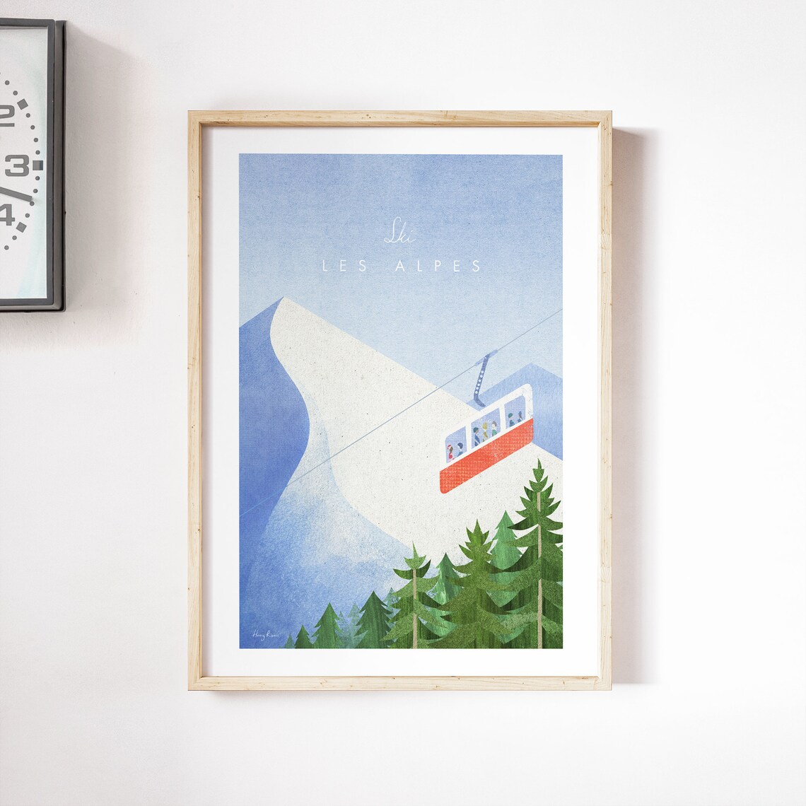Les Alpes Vintage Travel Poster, Minimalist Landscape